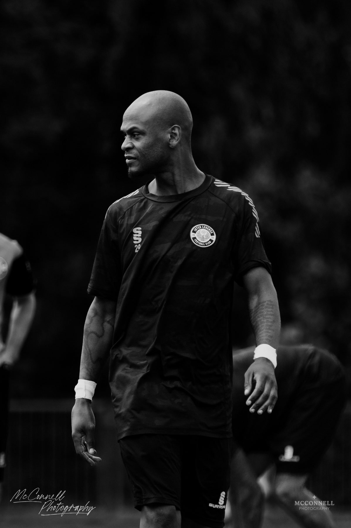 Portrait of a player looking off camera during a warm-up